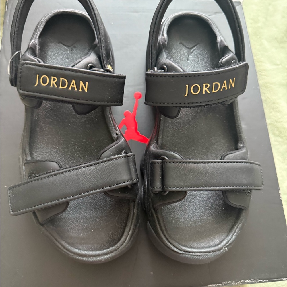 Jordan Deja Black Sandals with Gold Accents